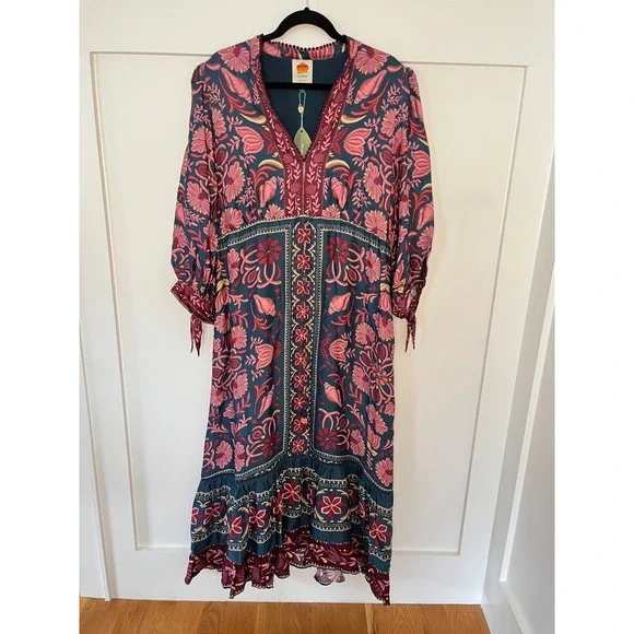 knee length dresses for ladies Ruta Beige Embroidered Lenzing™ Ecovero™ Euroflax™ Maxi Dress main image 0